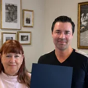 Dan Townsley with Living Care caregiver JoAnn Fretz