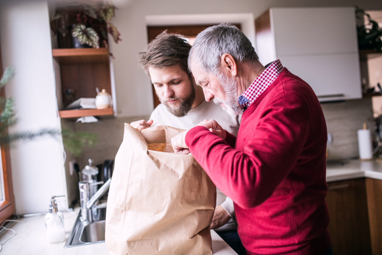 His father in the kitchen